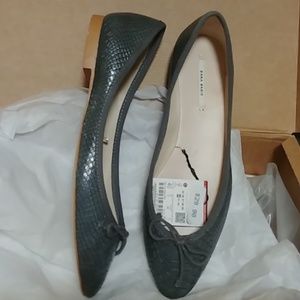 Grey Faux Leather Flats, NWT, UK 40/US 9, ZARA